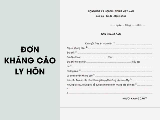 Chuẩn bị hồ sơ, đơn kháng cáo ly hôn